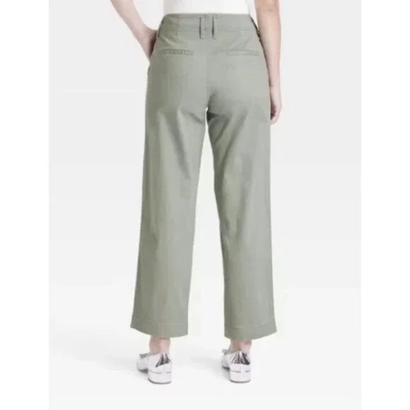NWT A New Day Women's Olive Green Mid-Rise Straight Leg Stretch Chino Pants - Picture 2 of 16